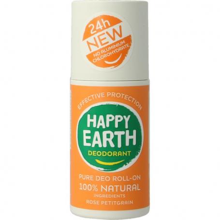 Pure deo roll-on rose petitgrain van Happy Earth