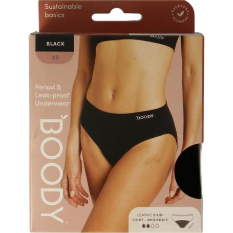 Menstruatieondergoed bikinislip zwart lich/norm XS van Boody