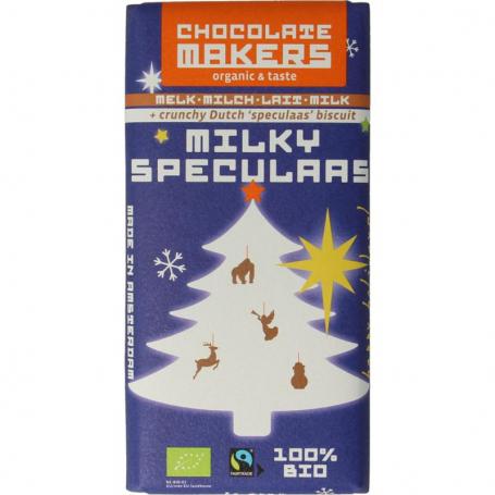 Kerstreep milky speculaas bio van Chocolatemakers