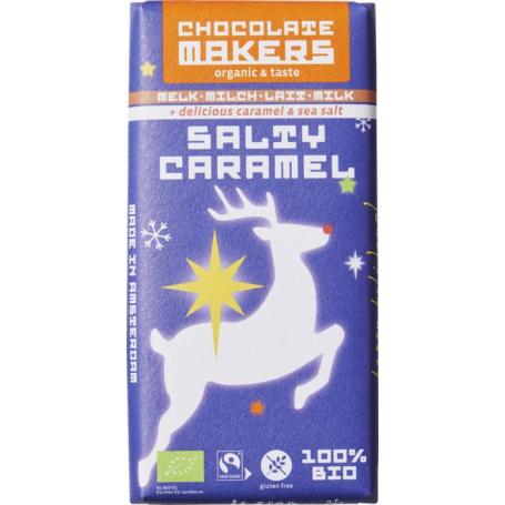 Kerstreep salty caramel bio van Chocolatemakers
