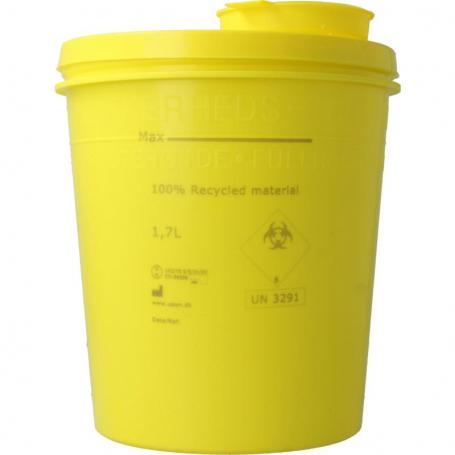 Naaldencontainer 1.7 liter geel gerecycled plastic van Uson Plast