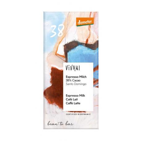 Chocolade melk espresso 38% bio demeter van Vivani