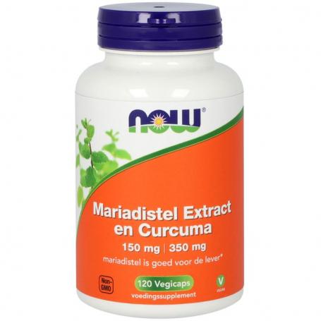 Mariadistel extract 150mg en curcuma 350mg van NOW