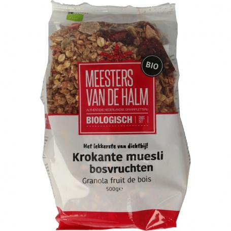 Muesli krokant bosvruchten bio van De Halm