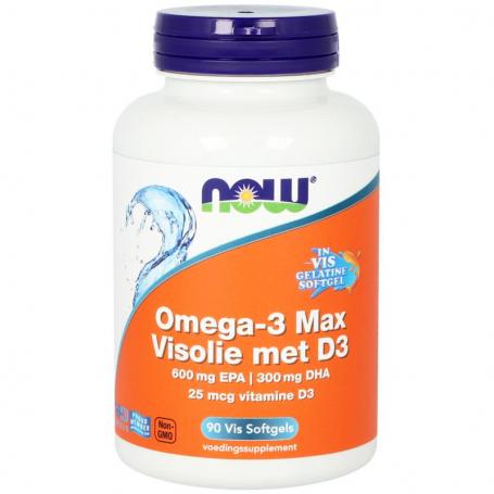 NOW Omega 3 max visolie D3 EPA DHA (90 softgels) van NOW