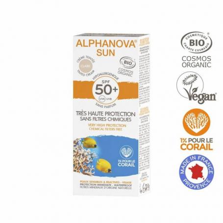 Sun getinte zonnebrand tegen zonne allergie SPF50 van Alphanova Sun