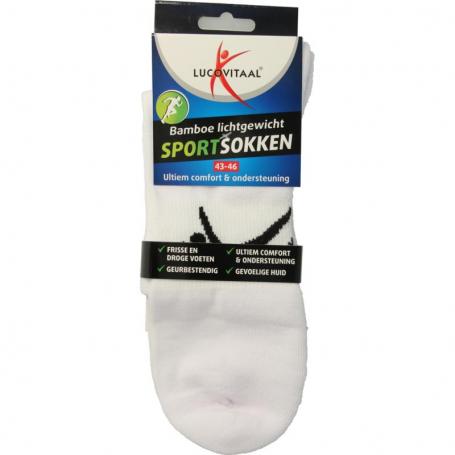 Sportsok bamboe wit 43-46 van Lucovitaal