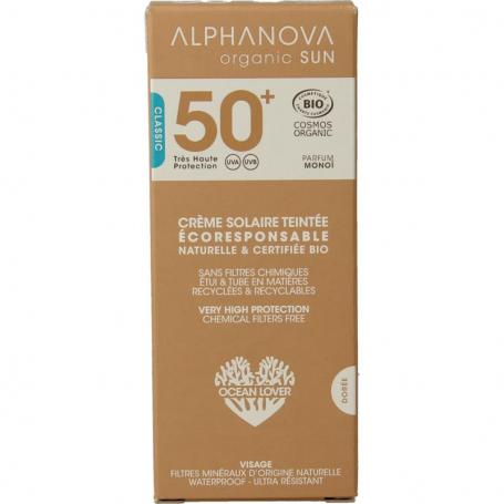 Sun bio tinted sunscreen cream golden SPF50+ van Alphanova Sun