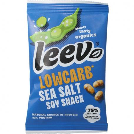 Bio lowcarb snack soyabonen met zeezout van Leev