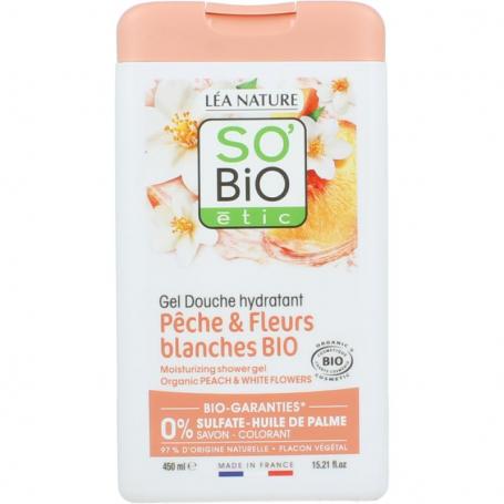 Showergel peach & white flowers bio van So Bio Etic