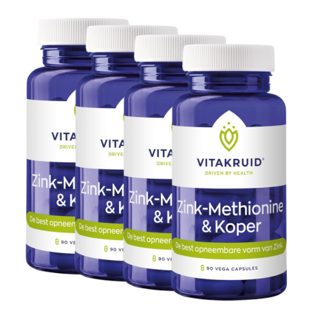 4x Vitakruid Zink methionine koper (90 capsules) van Vitakruid