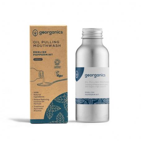 Mouthwash oilpulling english peppermint van Georganics