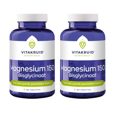 2x Vitakruid Magnesium 150 bisglycinaat (180 tabletten) van Vitakruid