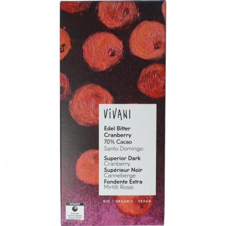 Chocolade puur cranberry 70% bio van Vivani