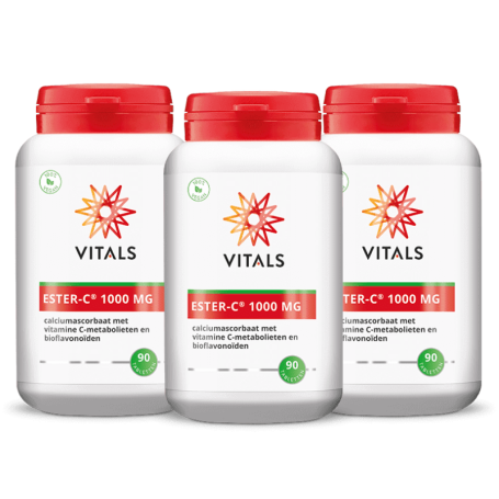 3x Vitals Ester C 1000mg (90 tabletten) van Vitals