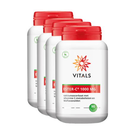 4x Vitals Ester C 1000mg (90 tabletten) van Vitals