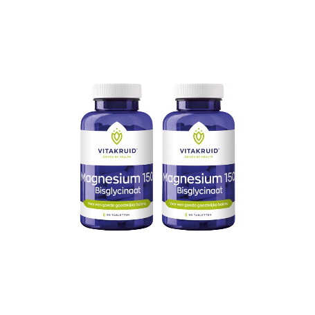 2x Vitakruid Magnesium 150 bisglycinaat (90 tabletten) van Vitakruid