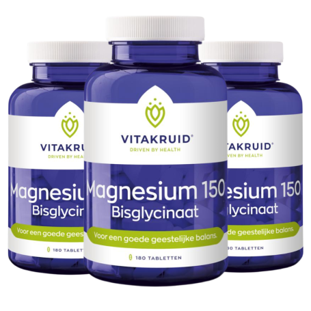 3x Vitakruid Magnesium 150 bisglycinaat (180 tabletten) van Vitakruid