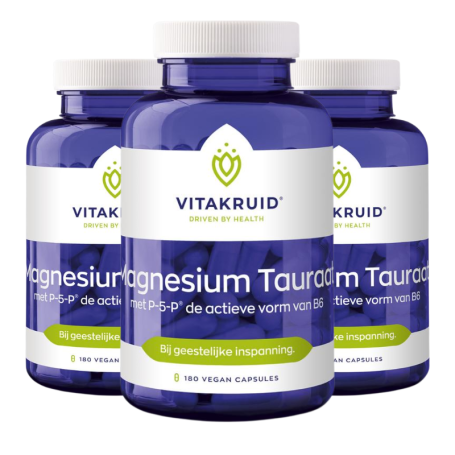 3x Vitakruid Magnesium Tauraat met P-5-P (180 capsules) van Vitakruid