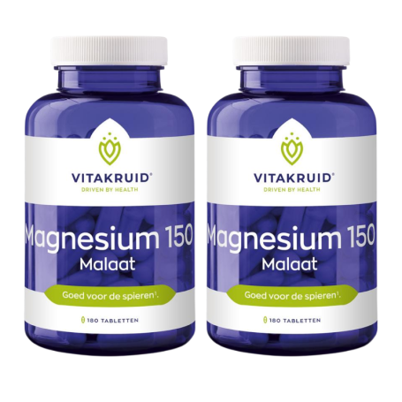 2x Vitakruid Magnesium 150 malaat (180 tabletten) van Vitakruid