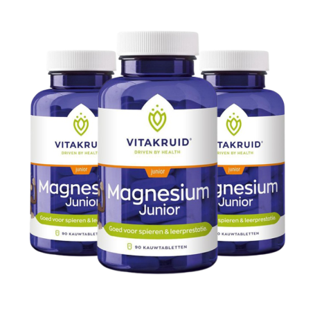 3x Vitakruid Magnesium junior (90 kauwtabletten) van Vitakruid