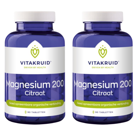 2x Vitakruid Magnesium 200 citraat (90 tabletten) van Vitakruid