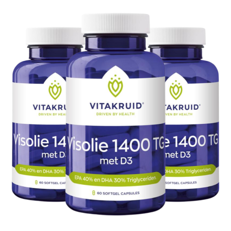 3x Vitakruid Visolie 1400 TG met D3 (60 softgels) van Vitakruid