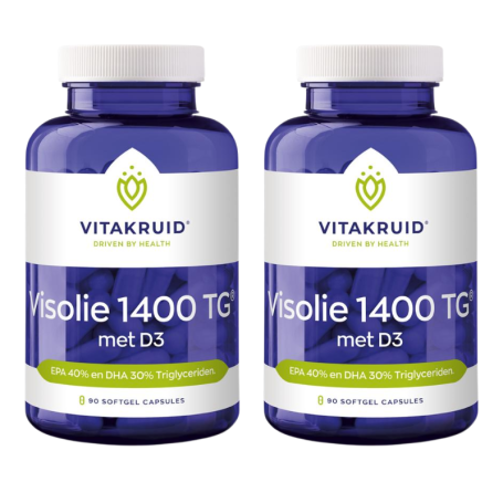 2x Vitakruid Visolie 1400 TG + D3 (90 softgels) van Vitakruid