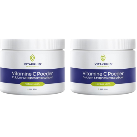 2x Vitakruid Vitamine C Poeder Calcium- & Magnesiumascorbaat (260 gr) van Vitakruid