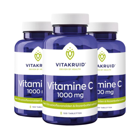 3x Vitakruid Vitamine C 1000 mg (180 tabletten) van Vitakruid