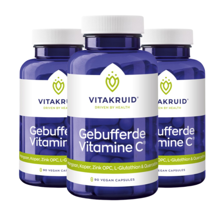 3x Vitakruid Gebufferde Vitamine C (90 vegan capsules) van Vitakruid