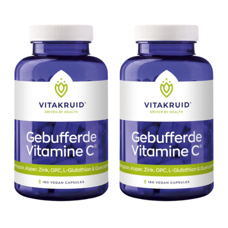 2x Vitakruid Gebufferde Vitamine C (180 vegan capsules) van Vitakruid