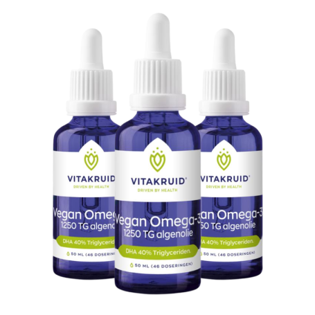 3x Vitakruid Vegan Omega 3 algenolie 1250 TG (50ml) van Vitakruid
