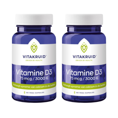 2x Vitakruid Vitamine D3 75 mcg / 3000 IE (60 capsules) van Vitakruid