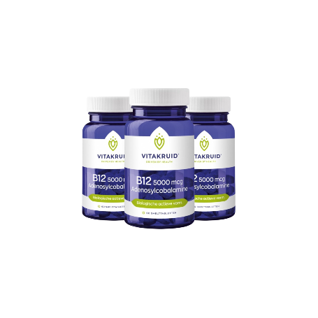 3x Vitakruid B12 5000 mcg adenosylcobalamine (60 smelttabletten) van Vitakruid