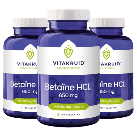 3x Vitakruid Betaine HCL (120 tabletten) van Vitakruid