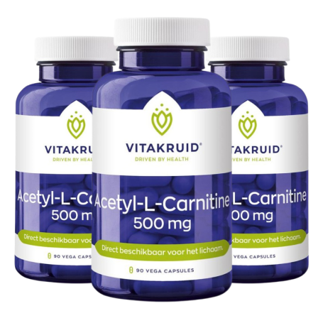 3x Vitakruid Acetyl-L-Carnitine 500mg (90 capsules) van Vitakruid
