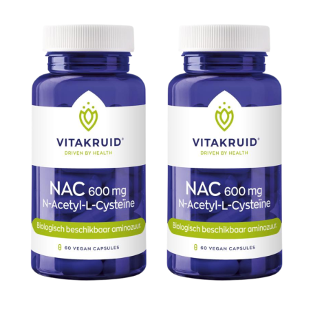 2x Vitakruid NAC 600mg N-Acetyl-L-Cysteine (60 capsules) van Vitakruid
