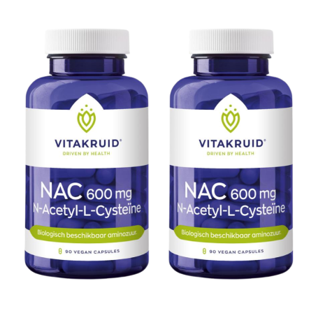 2x Vitakruid NAC 600 mg N-Acetyl-L-Cysteine (90 capsules) van Vitakruid