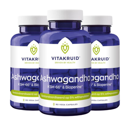 2x Vitakruid Ashwagandha KSM-66 & Bioperine (90 capsules) van Vitakruid