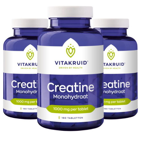 3x Vitakruid Creatine monohydraat 1000mg (180 tabletten) van Vitakruid