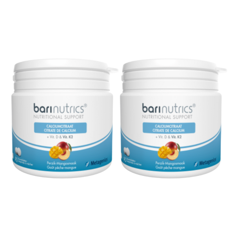2x Barinutrics Calciumcitraat perzik-mango (90 kauwtabletten) van Barinutrics
