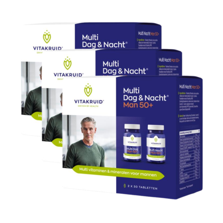 3x Vitakruid Multi dag & nacht man 50+ 2 x 30 tabletten van Vitakruid