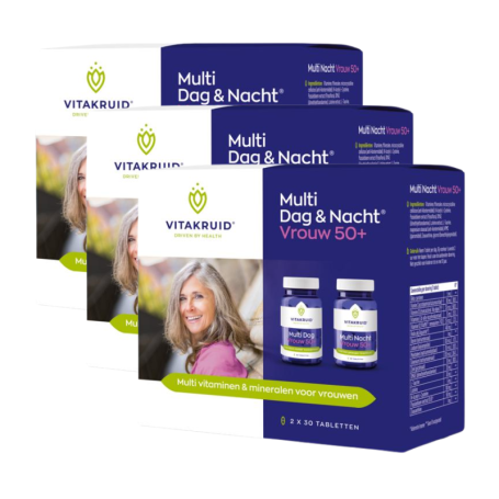 3x Vitakruid Multi dag & nacht vrouw 50+ 2 x 30 tabletten van Vitakruid