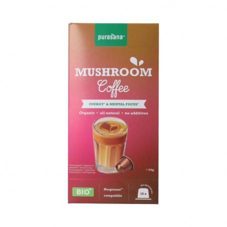 Instant Mushroom Coffee Capsules 16x1,5g bio van Purasana