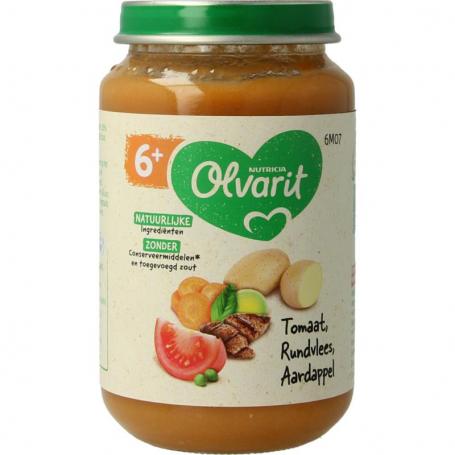 Tomaat rundvlees aardappel wortel van Olvarit