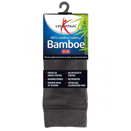 Bamboe sok lang antraciet maat 43-46 van Lucovitaal
