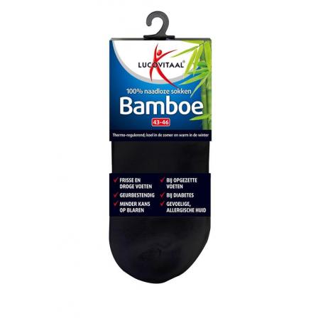 Bamboe enkelsok zwart maat 43-46 van Lucovitaal