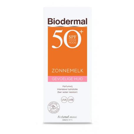 Zonnemelk gevoelige huid SPF50+ van Biodermal