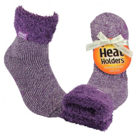Ladies lounge socks 4-8 37-42 lila mauve/cream van Heat Holders
